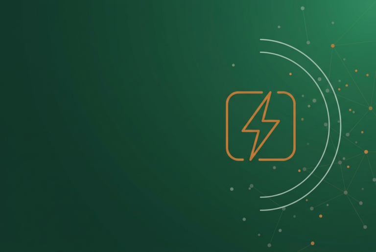 Orange lightning bolt outline with radar arcs on dark green, for the Google Ads AI Max update