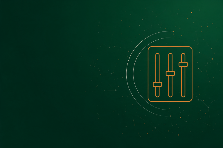 Thin-line orange slider control icon on dark green, marking the weekly search and social recap for August 2026.