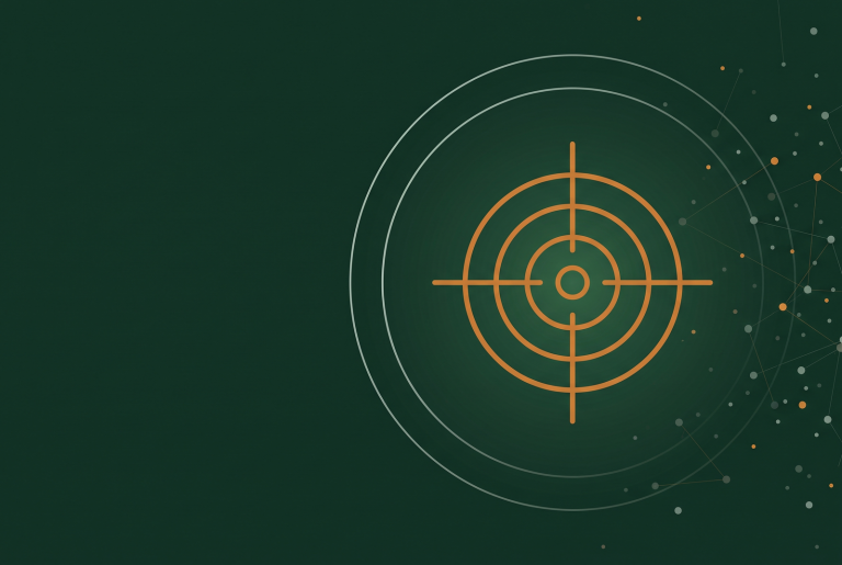 Orange target and crosshairs icon on dark green, illustrating exact match keywords in Google AI Mode