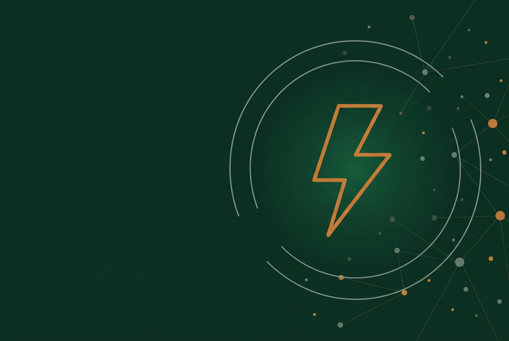 Orange outline lightning bolt on dark green, marking the AI Mode citations update