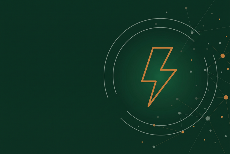 Orange outline lightning bolt on dark green, marking the AI Mode citations update