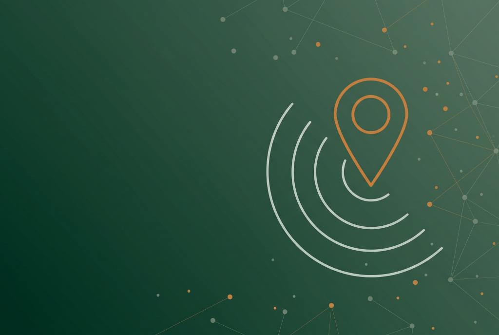 Thin line map pin icon on deep green, marking the Google Business Profile AI Overview