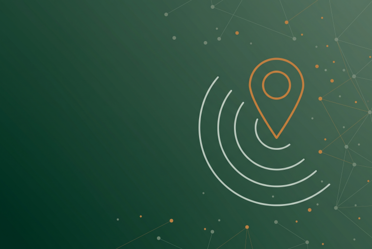 Thin line map pin icon on deep green, marking the Google Business Profile AI Overview